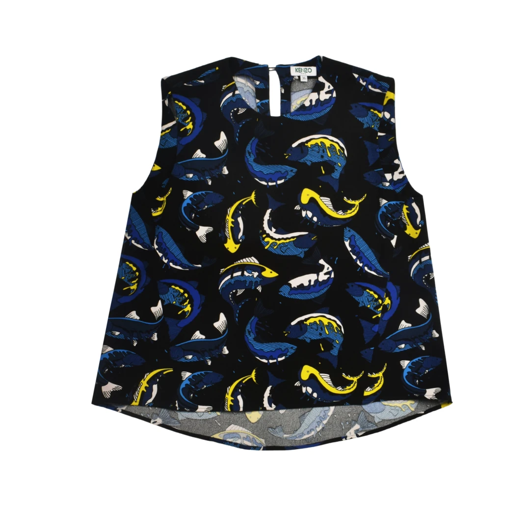 KENZO Sleeveless fish print blouse