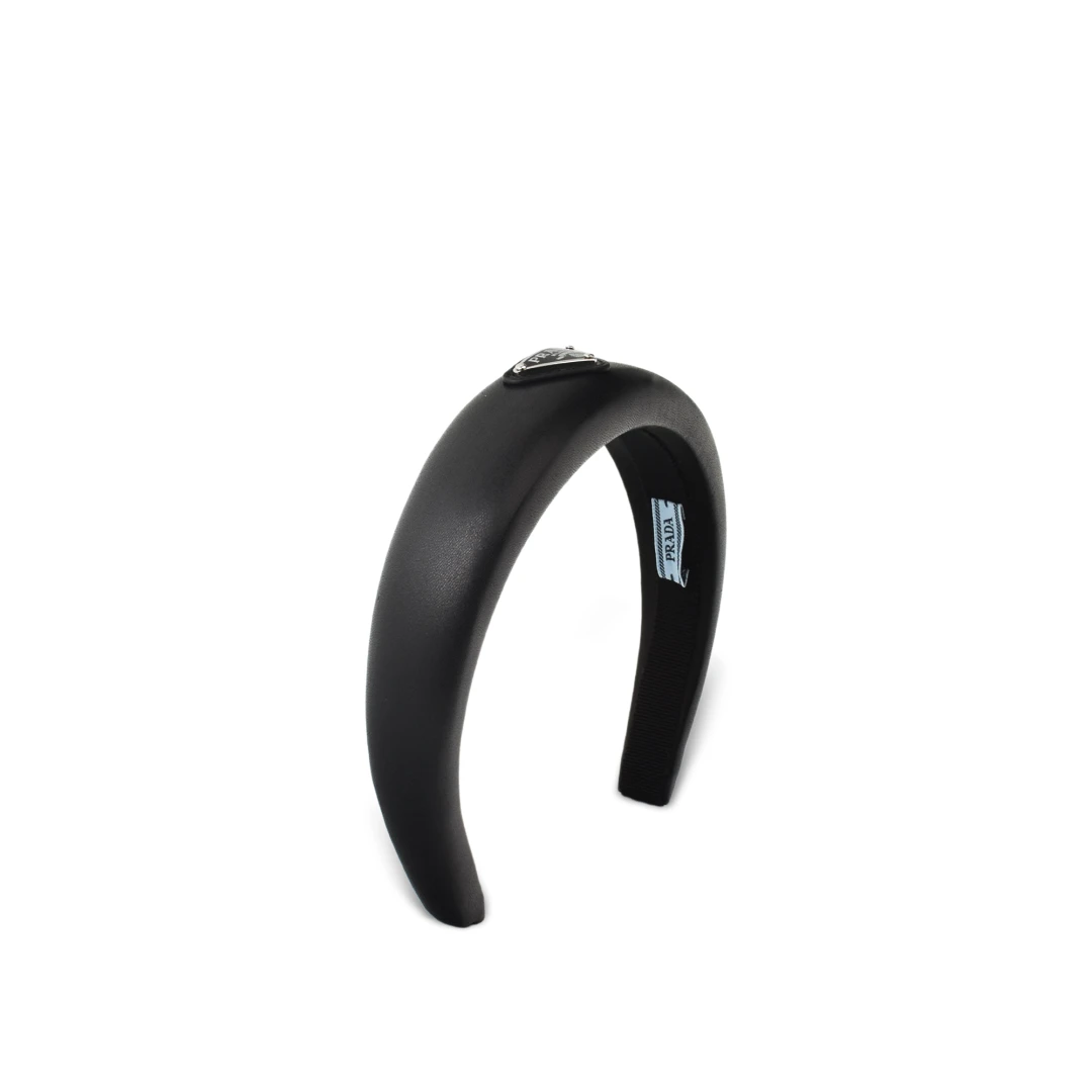 PRADA Triangle Logo Headband Leather
