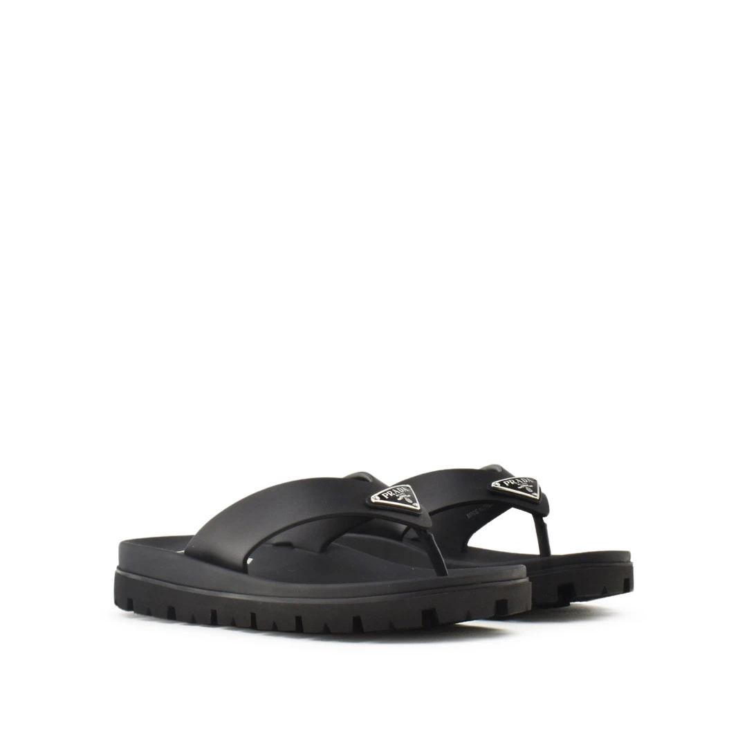 PRADA Triangle Logo Thong Sandal Rubber