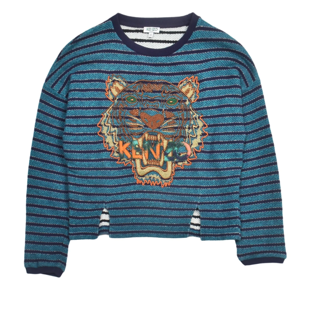 KENZO Striped embroidered tiger sweatshirt