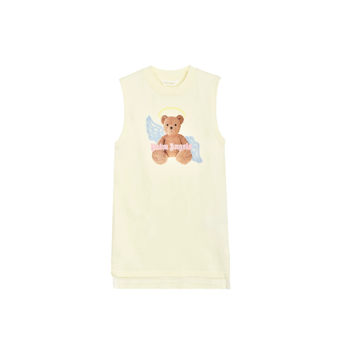 PALM ANGELS Logo Print Teddy Bear Angel Sleeveless Dress