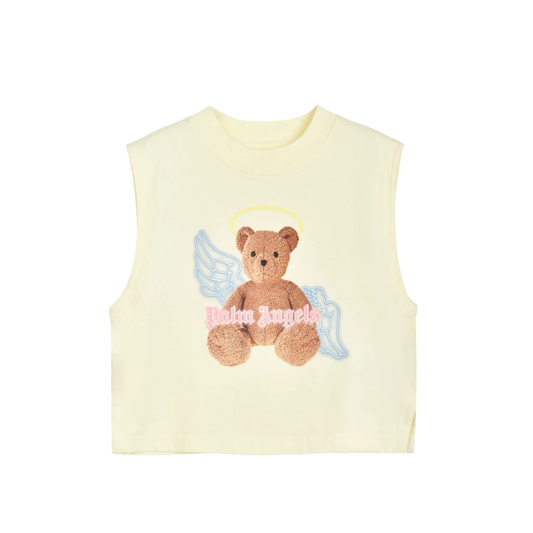 PALM ANGELS Logo Print Teddy Bear Angel Sleeveless Tshirt