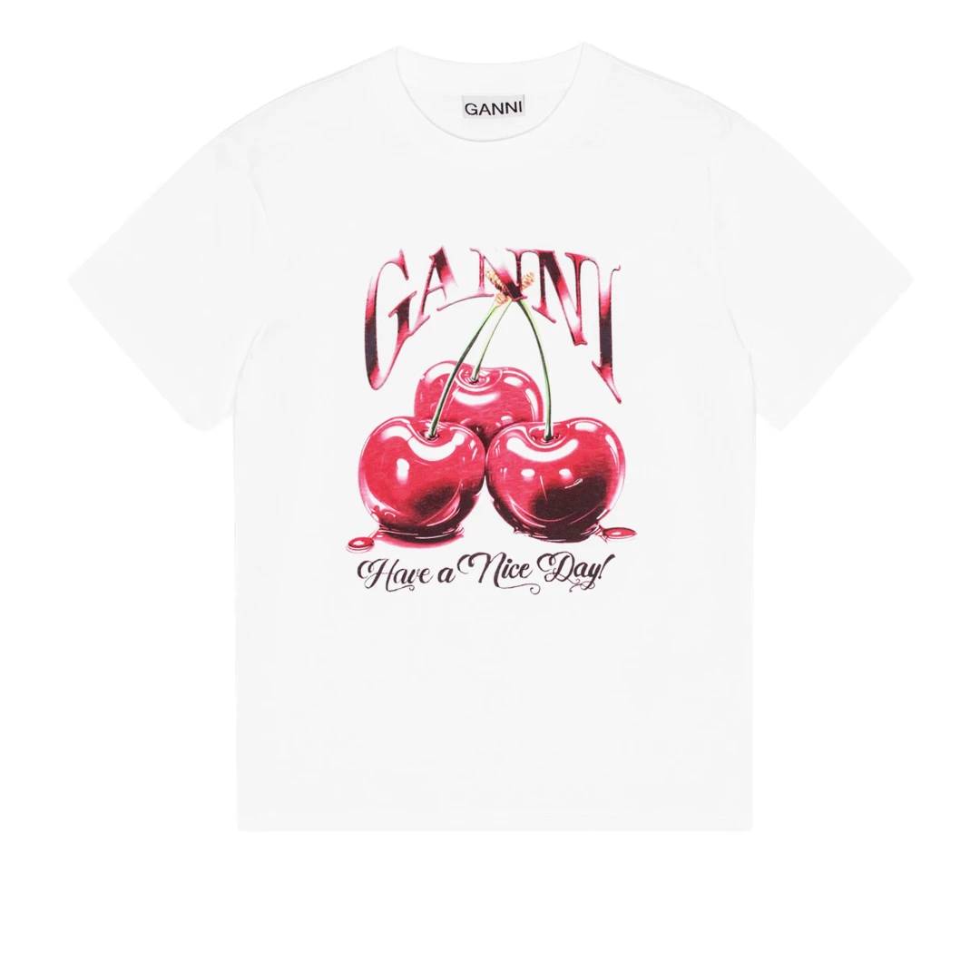 GANNI Cherry Logo Tshirt Jersey