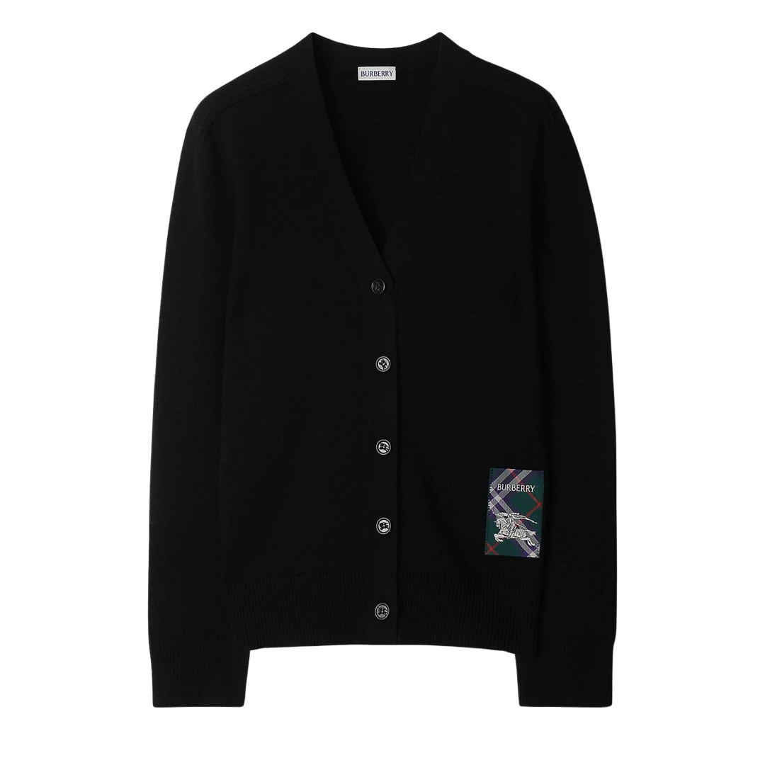 BURBERRY Check Label Patch Cardigan
