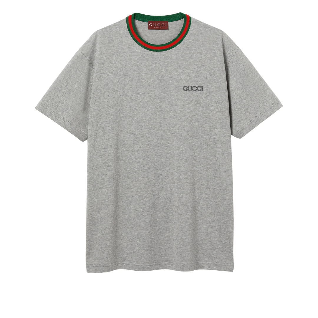 GUCCI Logo Patch Tshirt With Web Collar