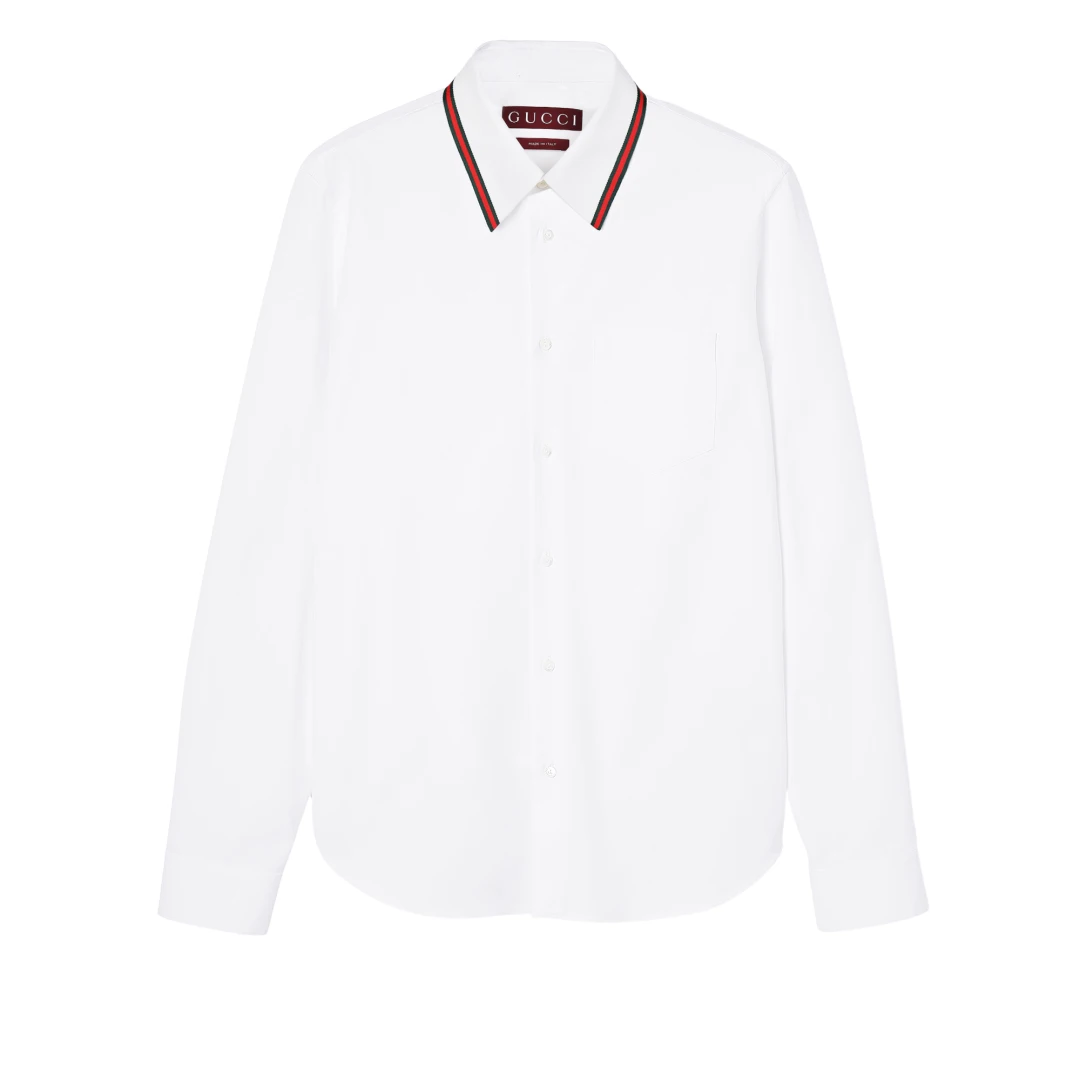 GUCCI Oxford Long Sleeve Shirt With Web