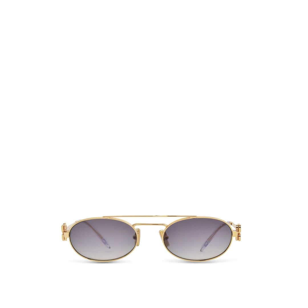 MIU MIU Logo Narrow Oval Metal Sunglasses