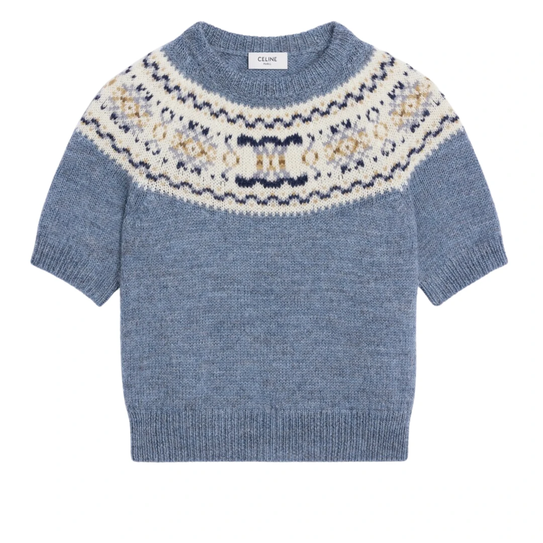 CELINE Triomphe Sweater Fair Isle Wool