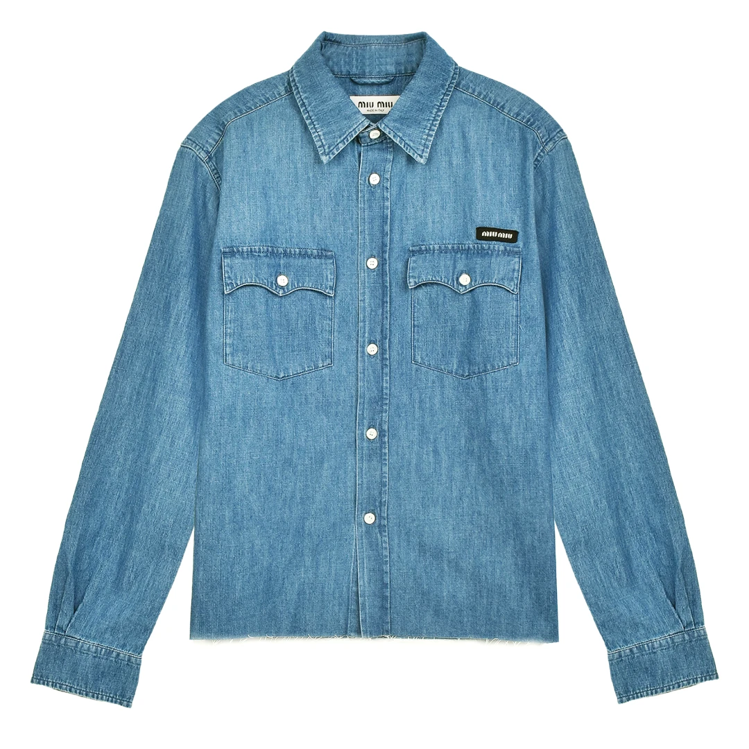 MIU MIU Small Logo Label Denim Shirt