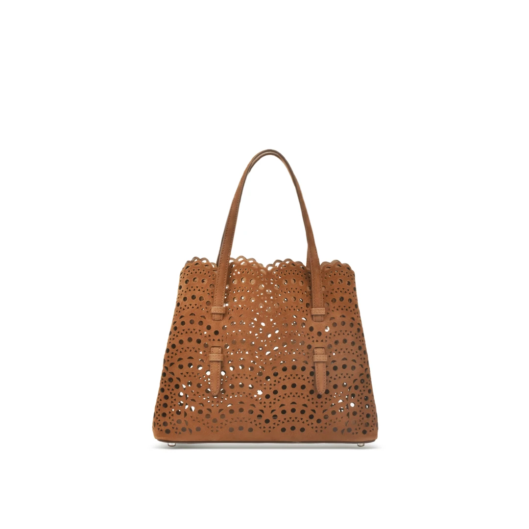 ALAIA Mina 25 Small Vienne Wave Tote Bag Nubuck Leather