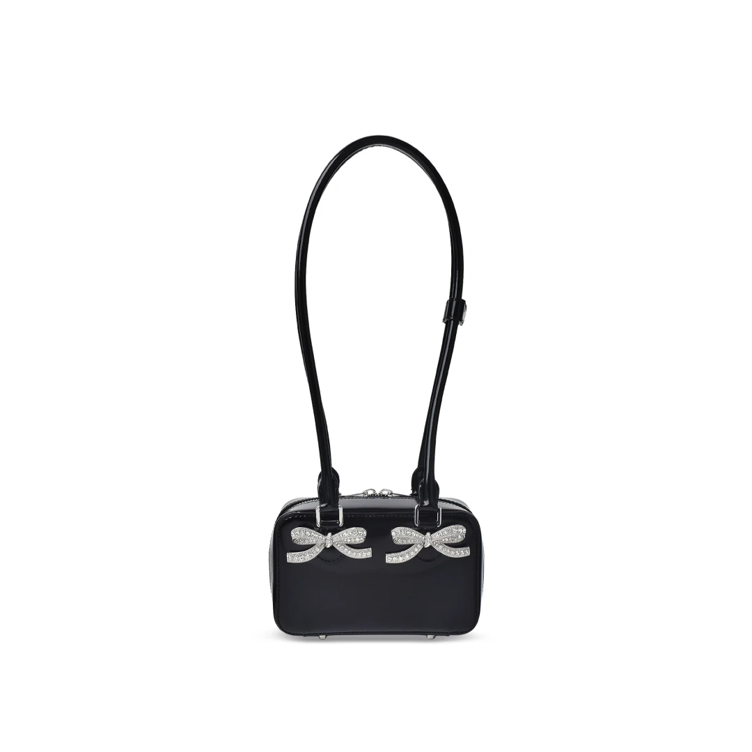 SELF-PORTRAIT Double Bow Shoulder Bag Patent Leather
