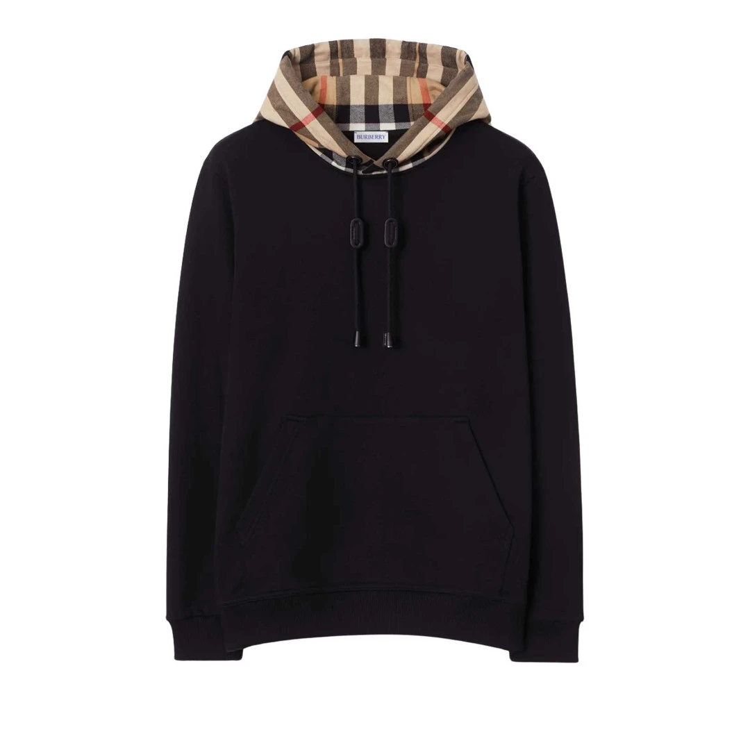 BURBERRY Samuel Check Hood Cotton Blend Hoodie