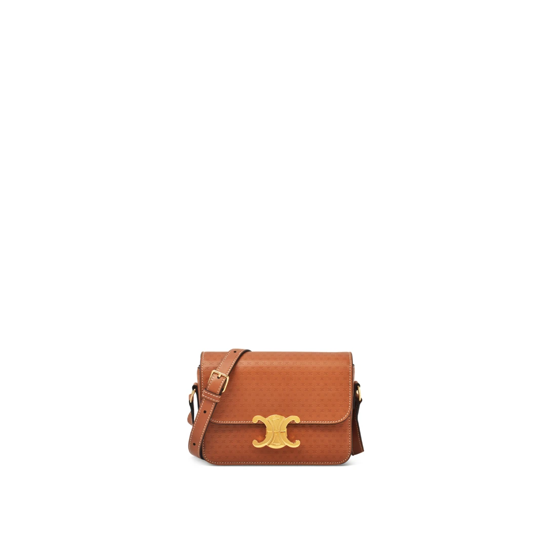 CELINE Triomphe Teen Bag Calfskin With All Over Triomphe Embossed
