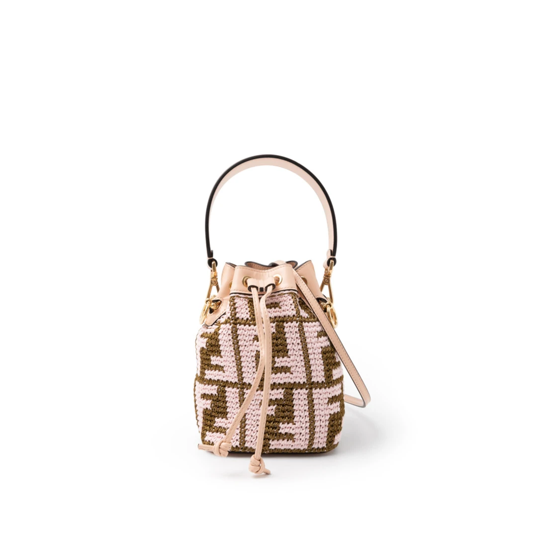 FENDI Mini Mon Tresor FF Logo Raffia