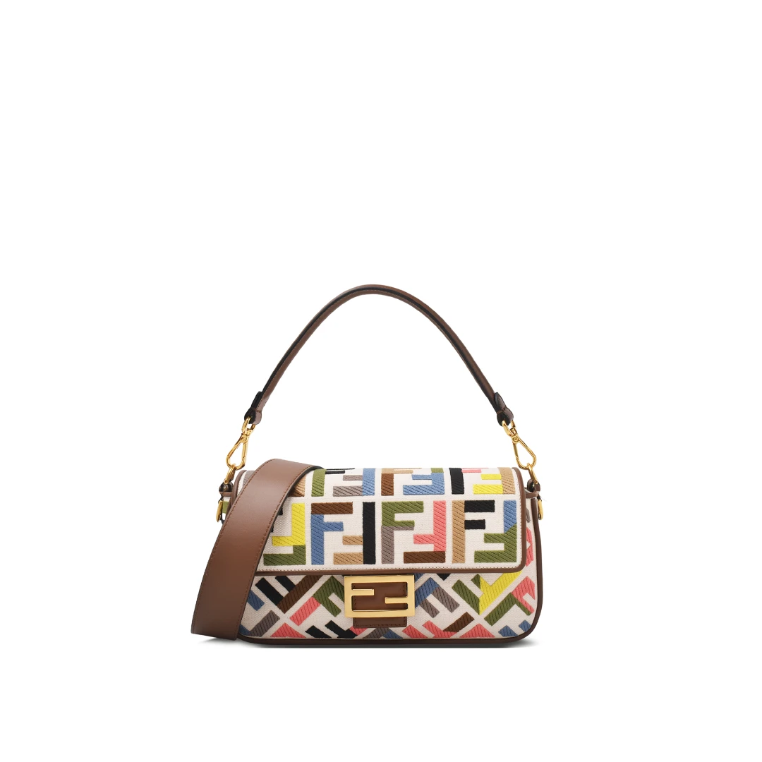 FENDI FF Medium Baguette Canvas