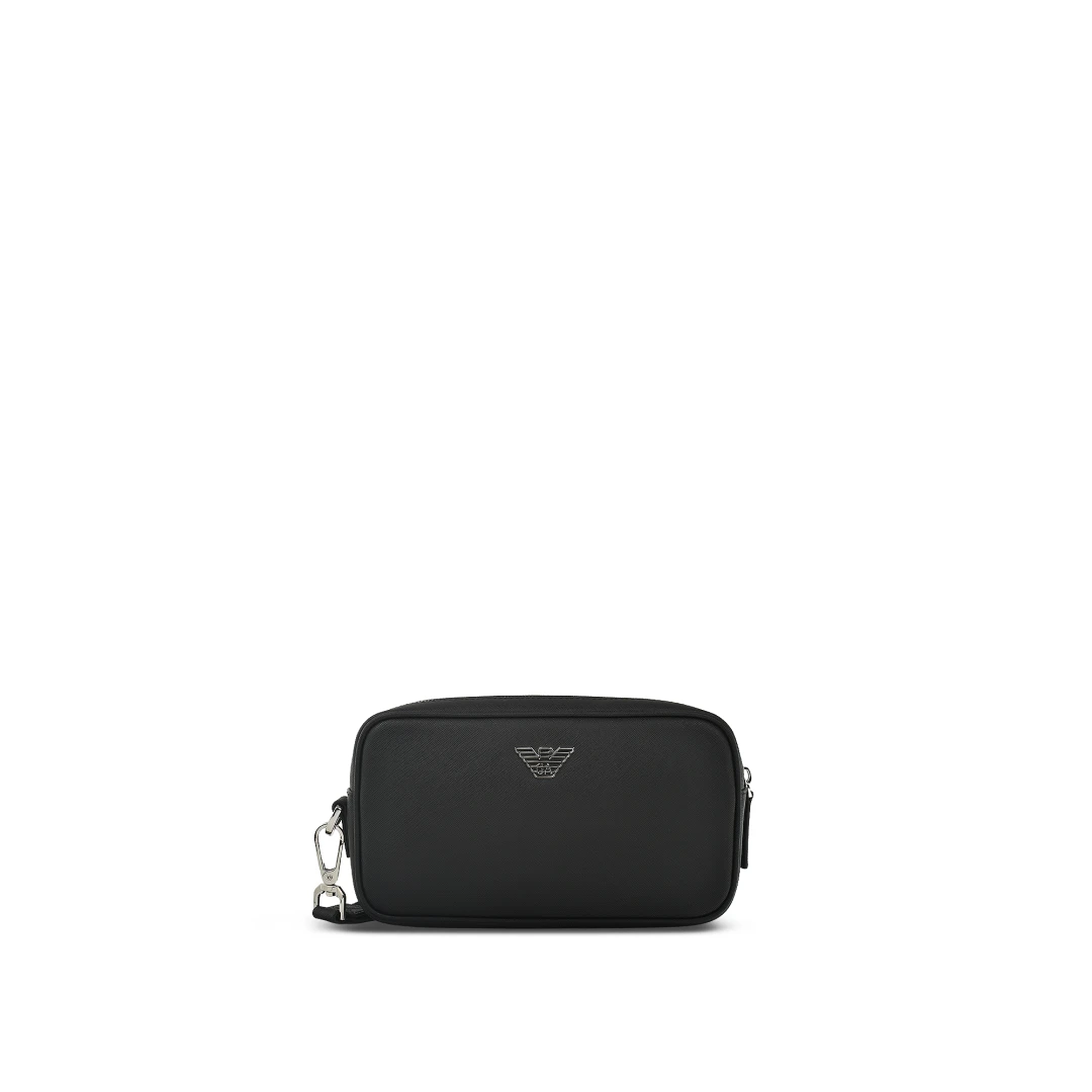 EMPORIO ARMANI Small Eagle Logo Washbag Saffiano Leather