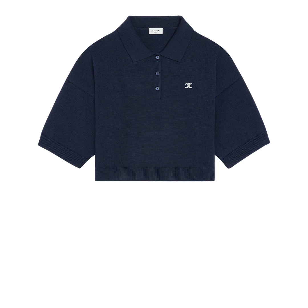 CELINE Triomphe Cropped Polo In Wool