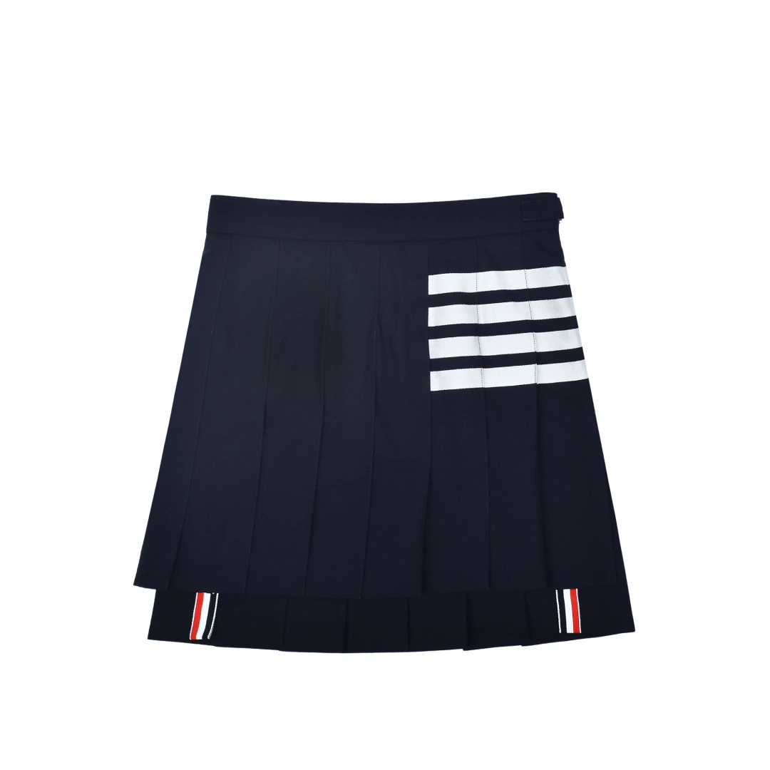 THOM BROWNE Plain Weave 4-bar Mini Pleated Skirt