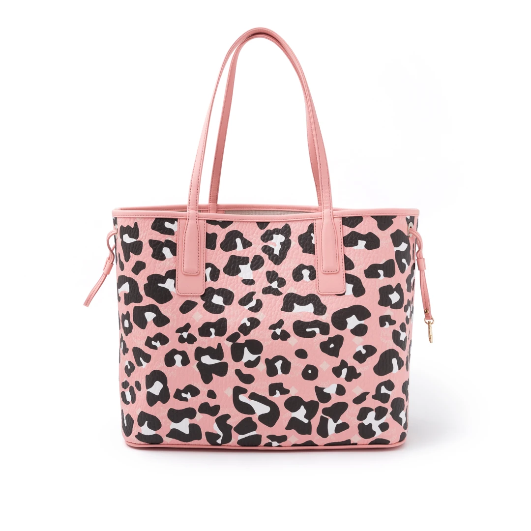 MCM Reversible Visetos Shopper Medium Tote Bag Leopard Jacquard