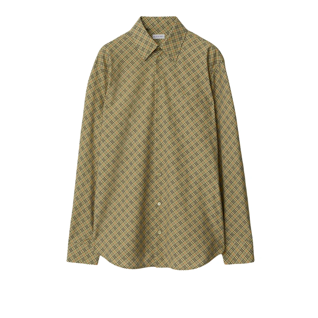 BURBERRY Check Cotton Long Sleeve Shirt
