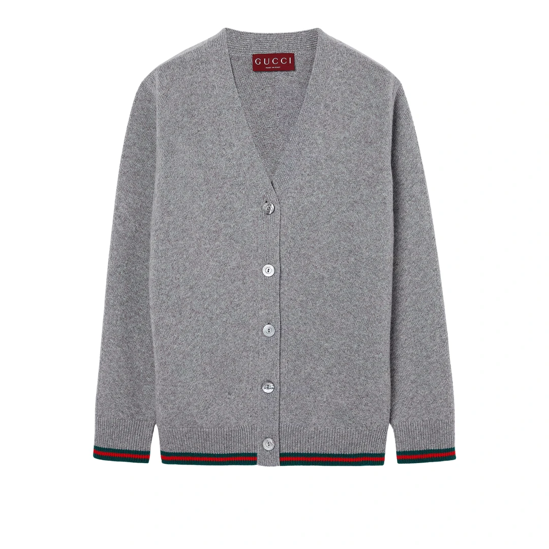 GUCCI Web Cardigan In Wool And Cashmere