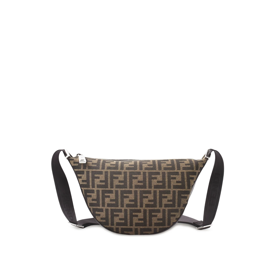 FENDI FF Jacquard Melon Small Crescent Bag