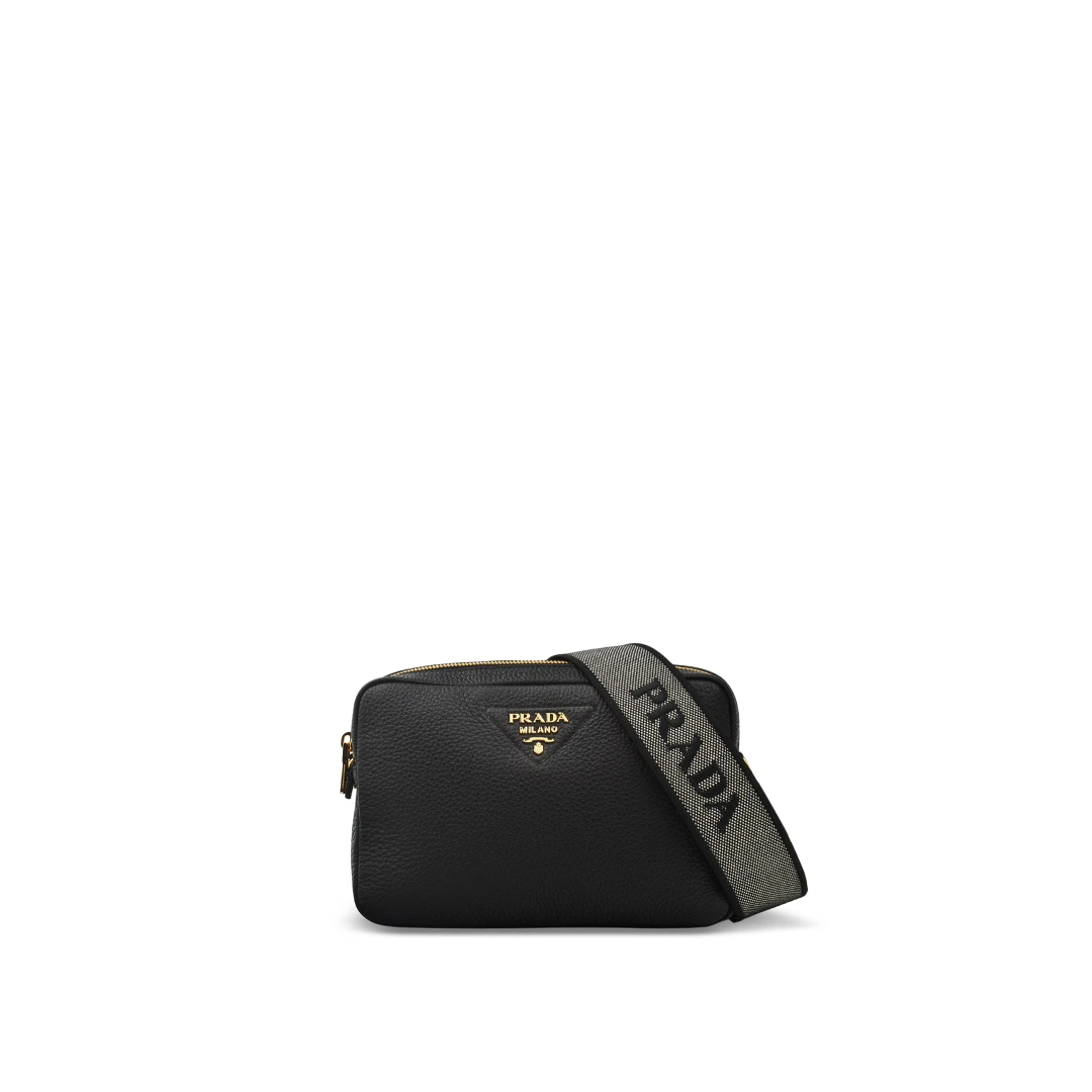 PRADA Triangle Logo Camera Bag Grained Leather