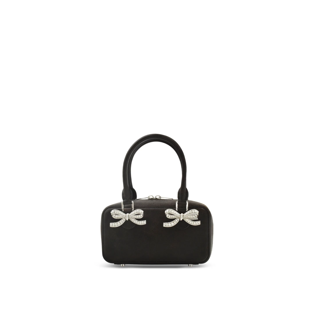 SELF-PORTRAIT Double Bow Mini Tote Bag Distressed Leather