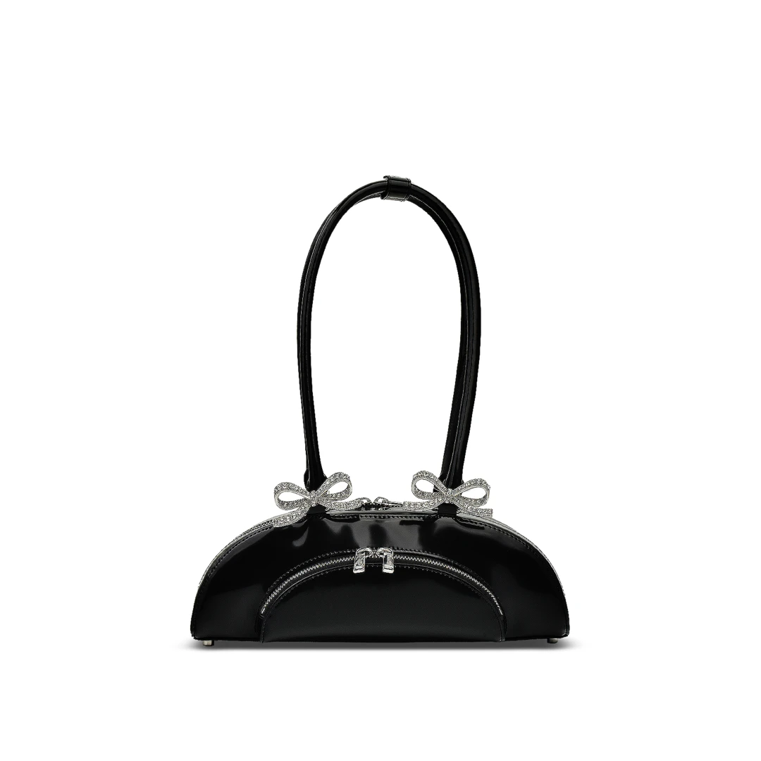SELF-PORTRAIT Double Bow Curved Shoulder Bag Patent Leather