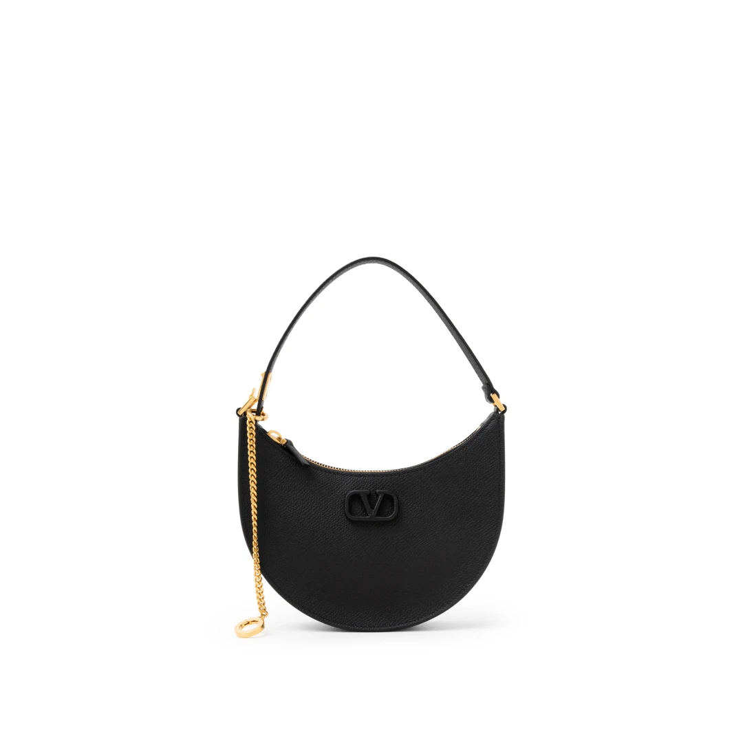 VALENTINO Mini Vlogo Hobo Bag Grained Leather
