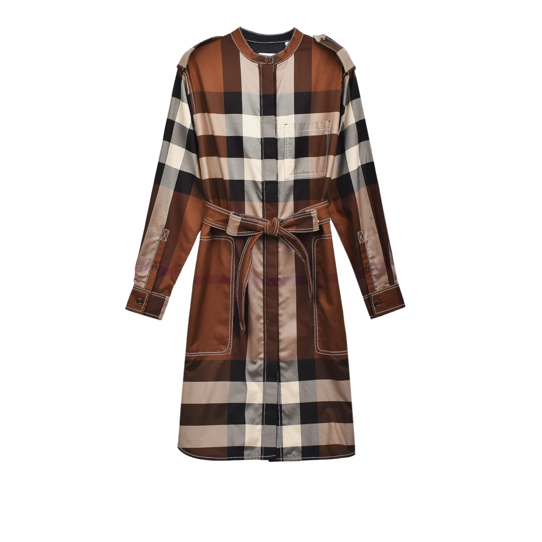 BURBERRY Aurelia Poplin Long Sleeve Tie-waist Dress