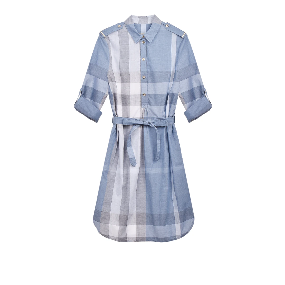 BURBERRY Kelsy Check Tie - Waist Dress