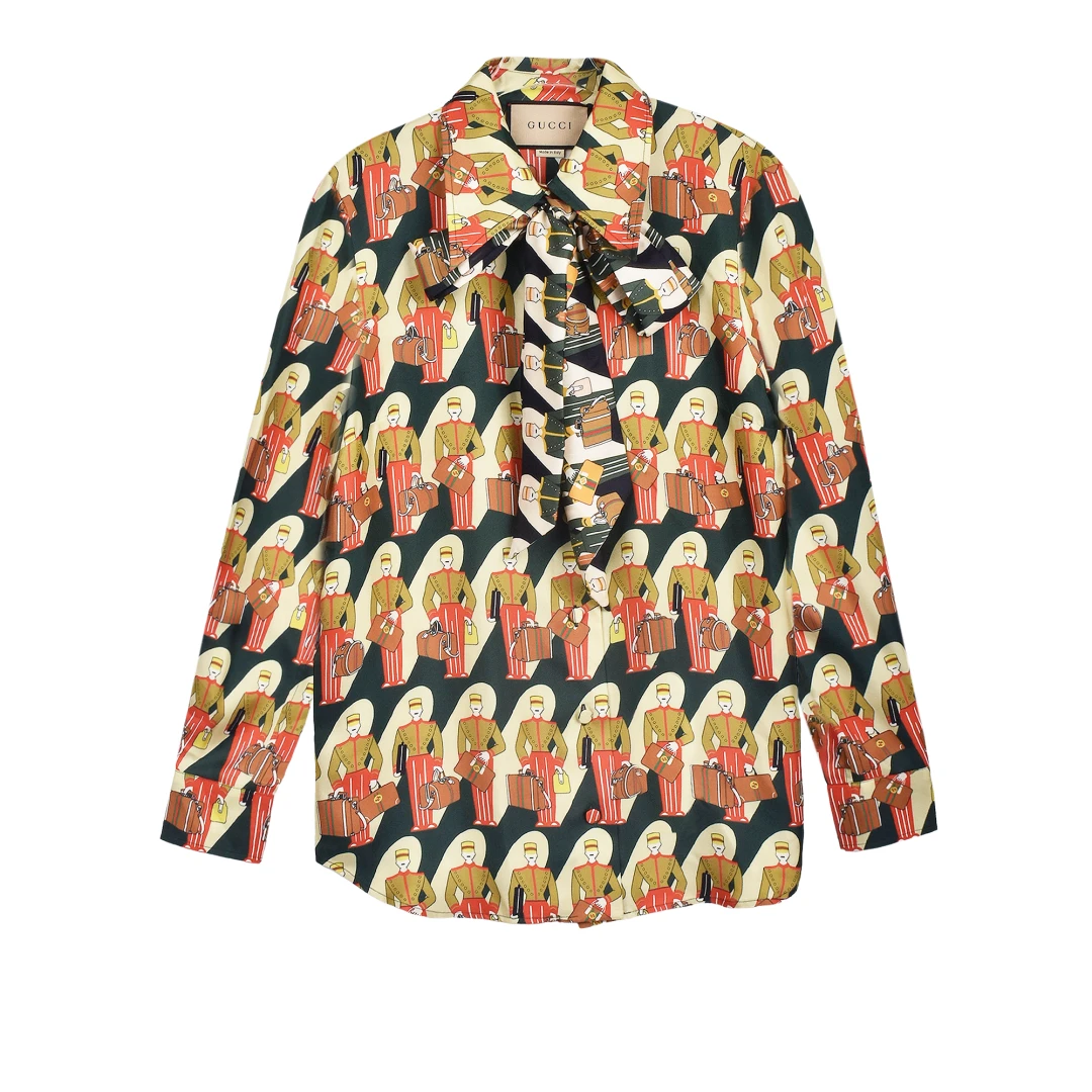 GUCCI Porter Print Silk Shirt
