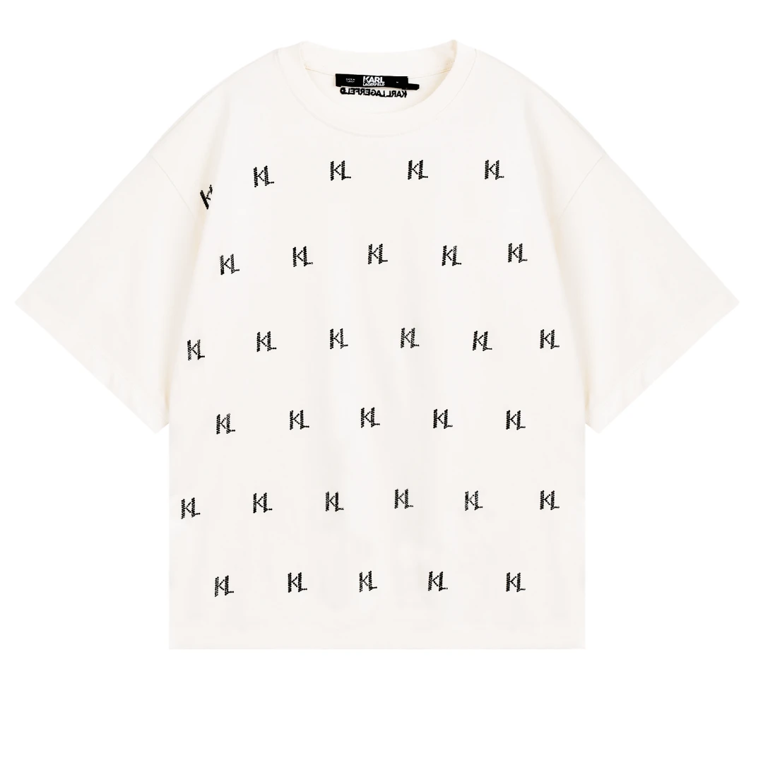 KARL LAGERFELD Monogram Rhinestone Tshirt