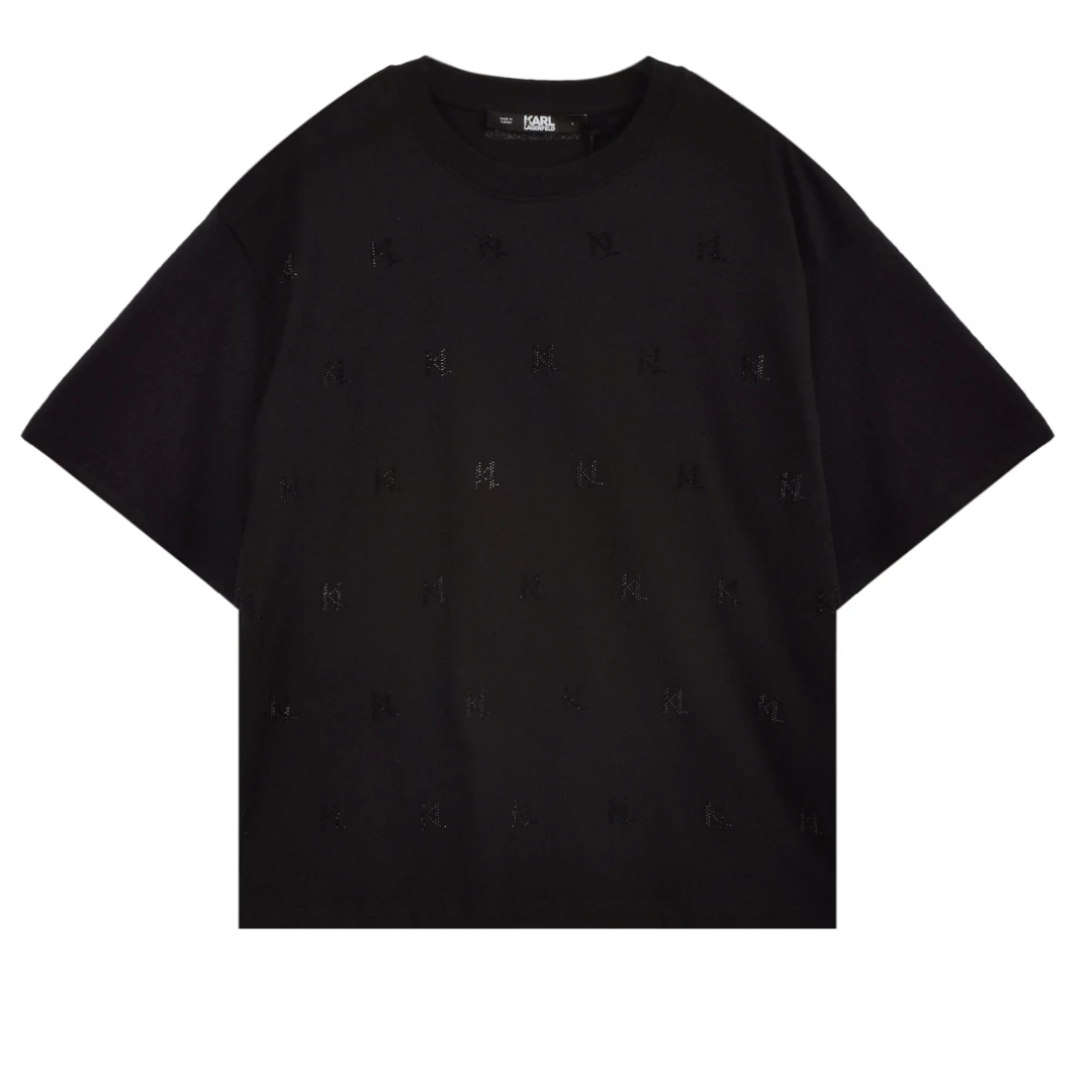 KARL LAGERFELD Monogram Rhinestone Tshirt