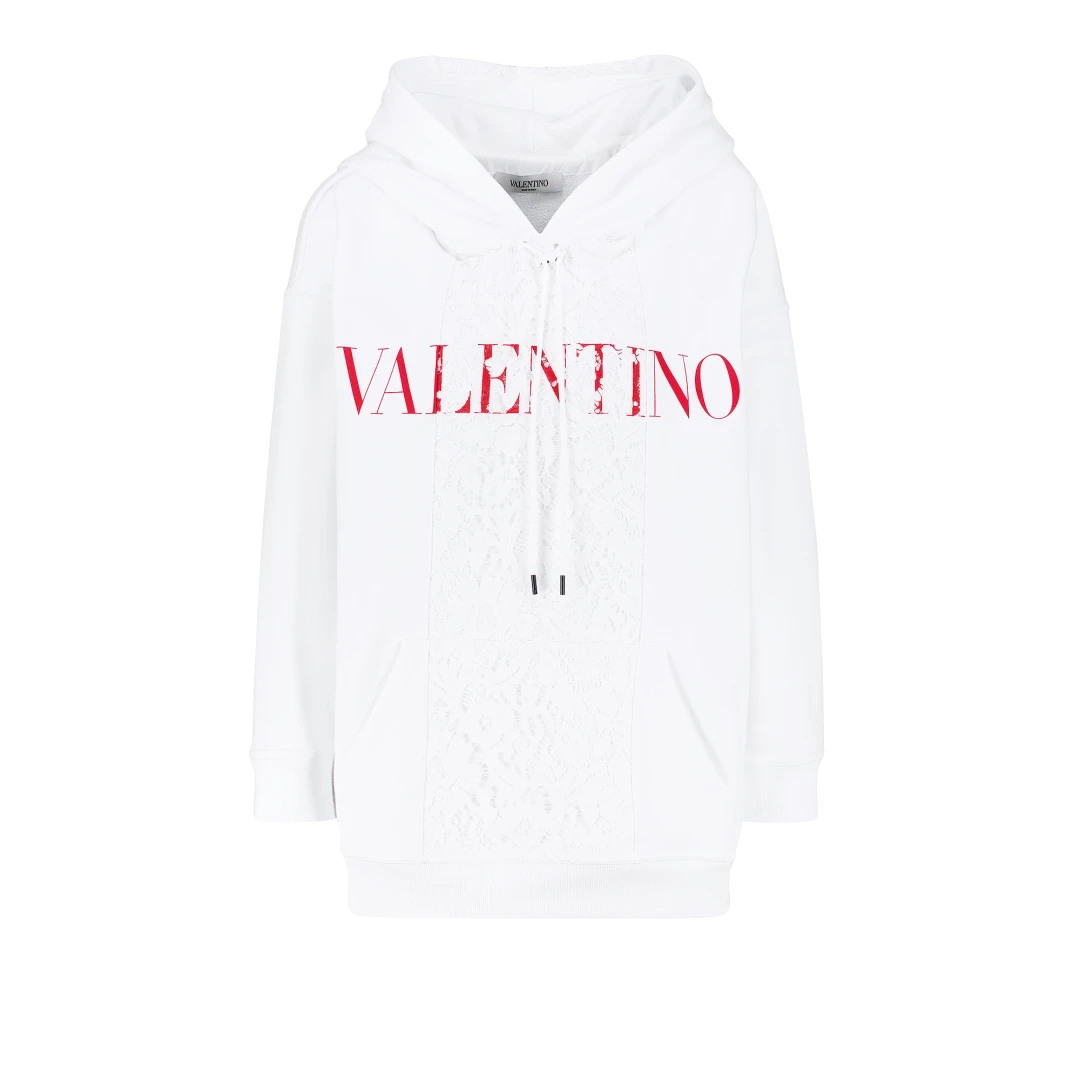 VALENTINO Logo Print Lace Hoodie