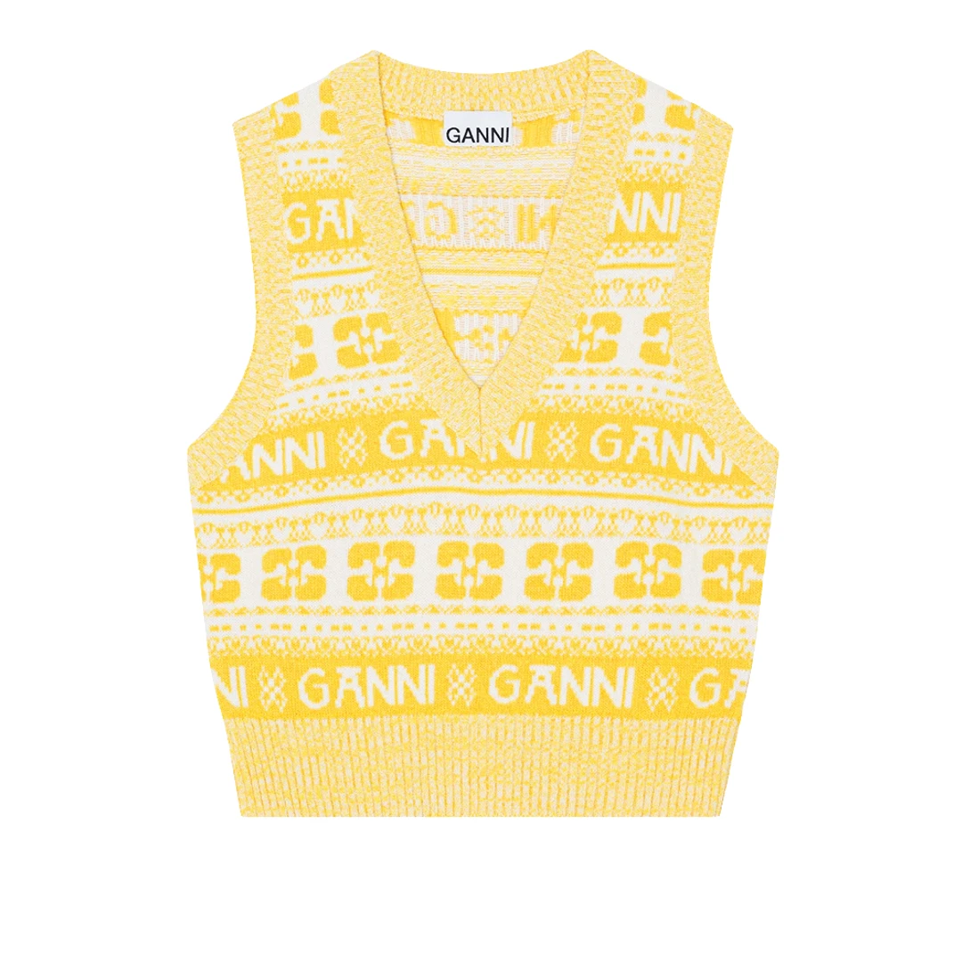 GANNI Graphic Pattern Logo Vest
