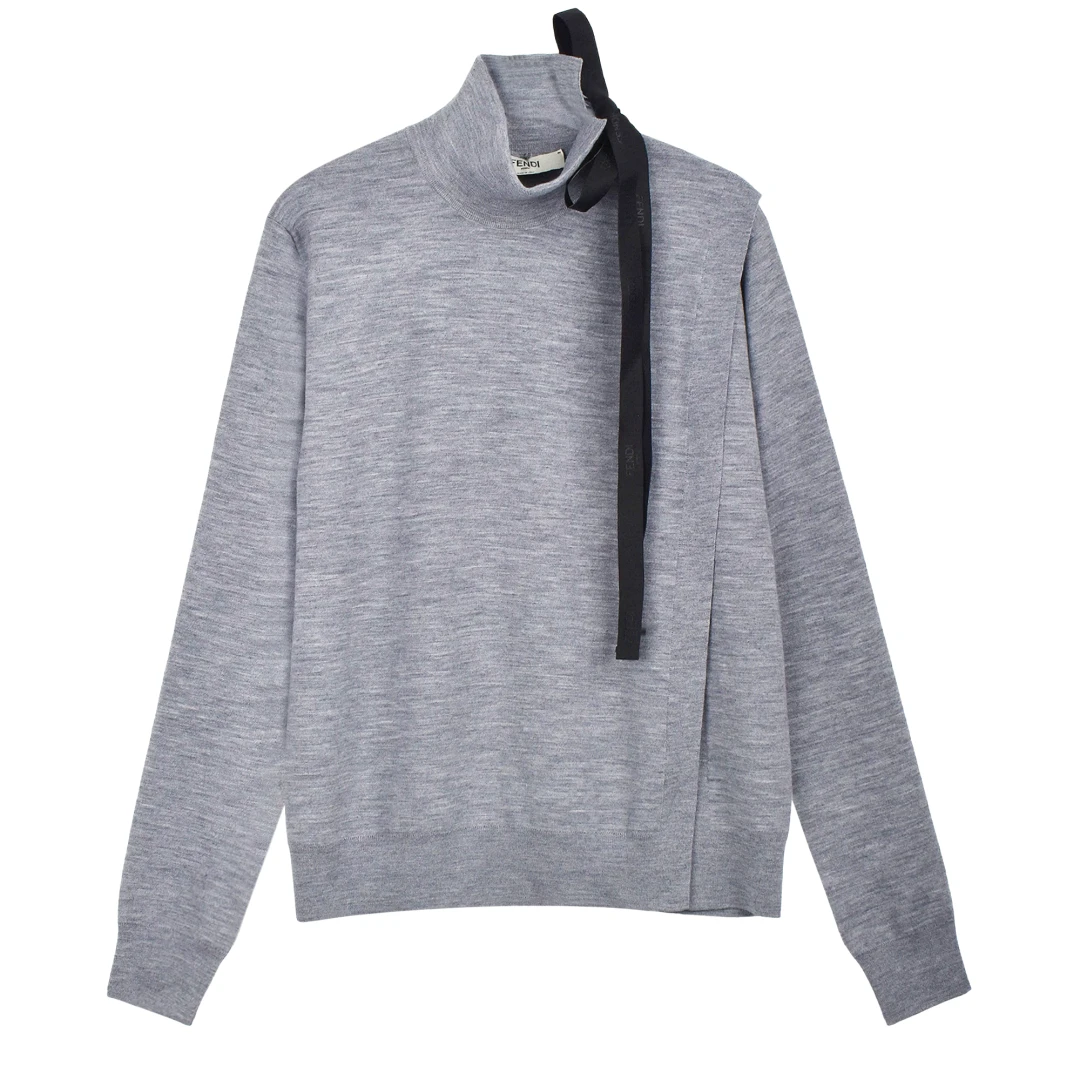 FENDI High Collar Sweater With Logo Tie