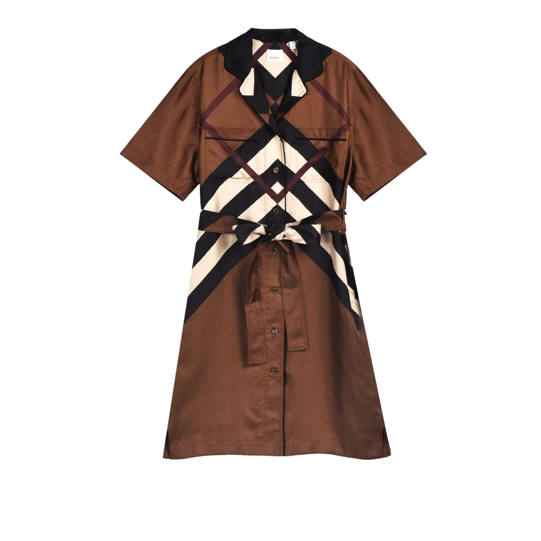 BURBERRY Camile Chevron Check Dress