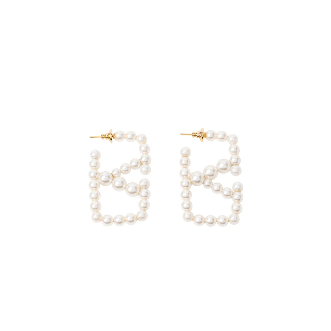 VALENTINO Vlogo Signature Earrings In Metal And White Pearls