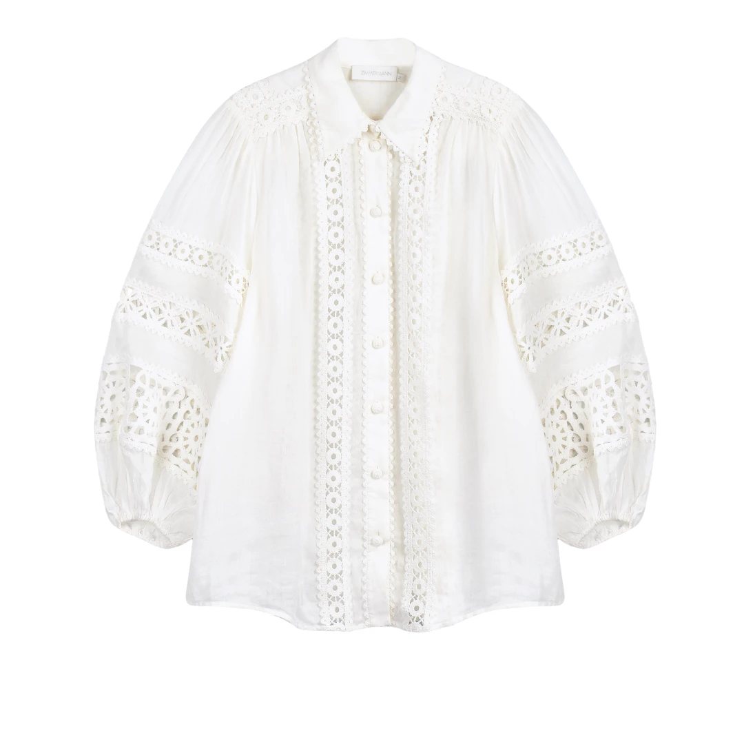 ZIMMERMANN Devi Spliced Billow Long Sleeve Shirt