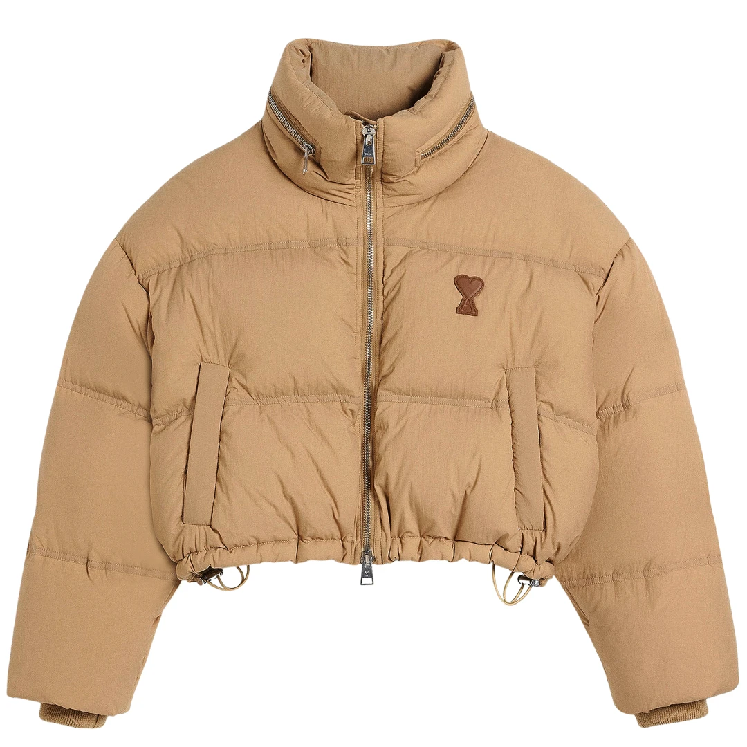 AMI PARIS Ami De Coeur Leather Patch Down Jacket