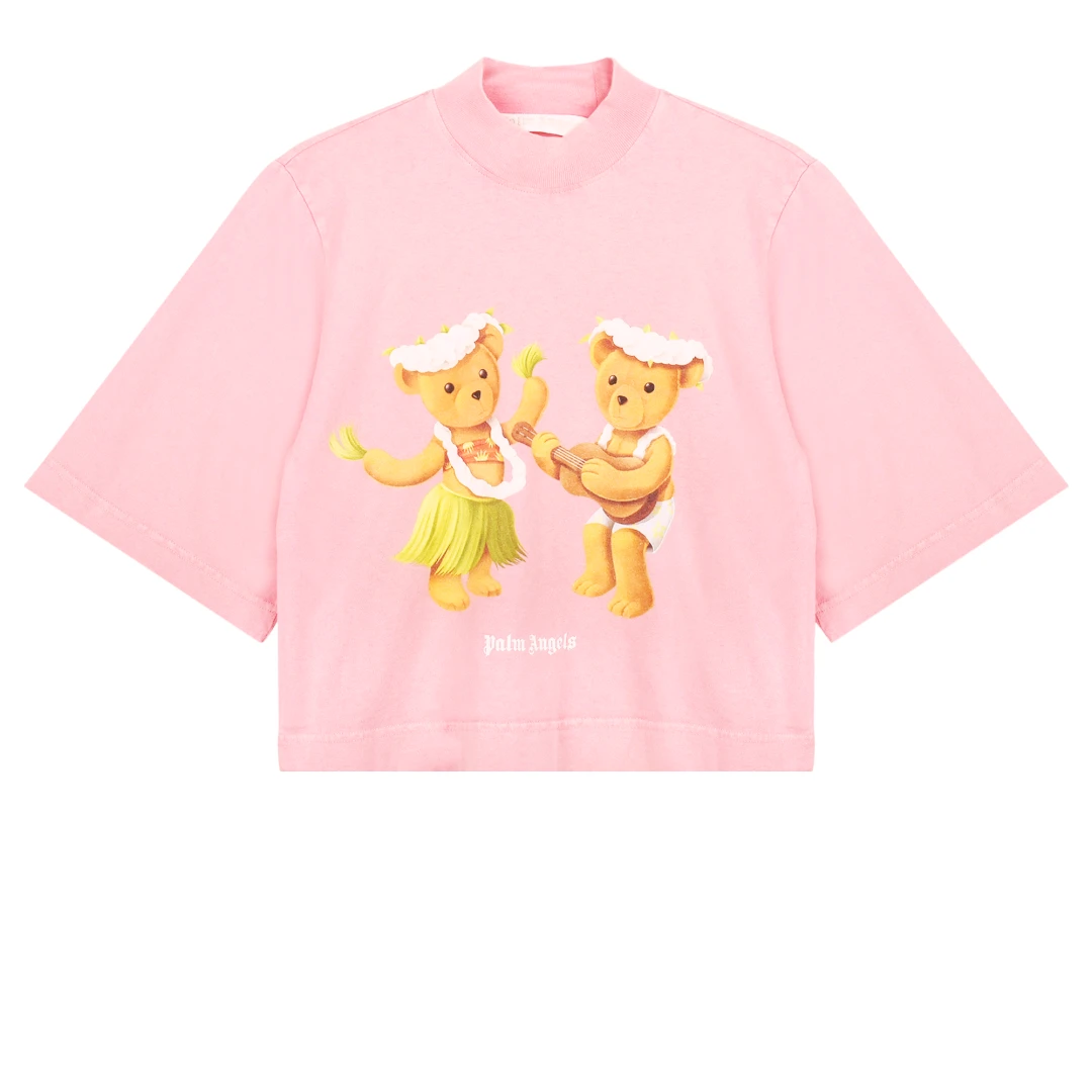 PALM ANGELS Dancing Bear Print Cropped Tshirt
