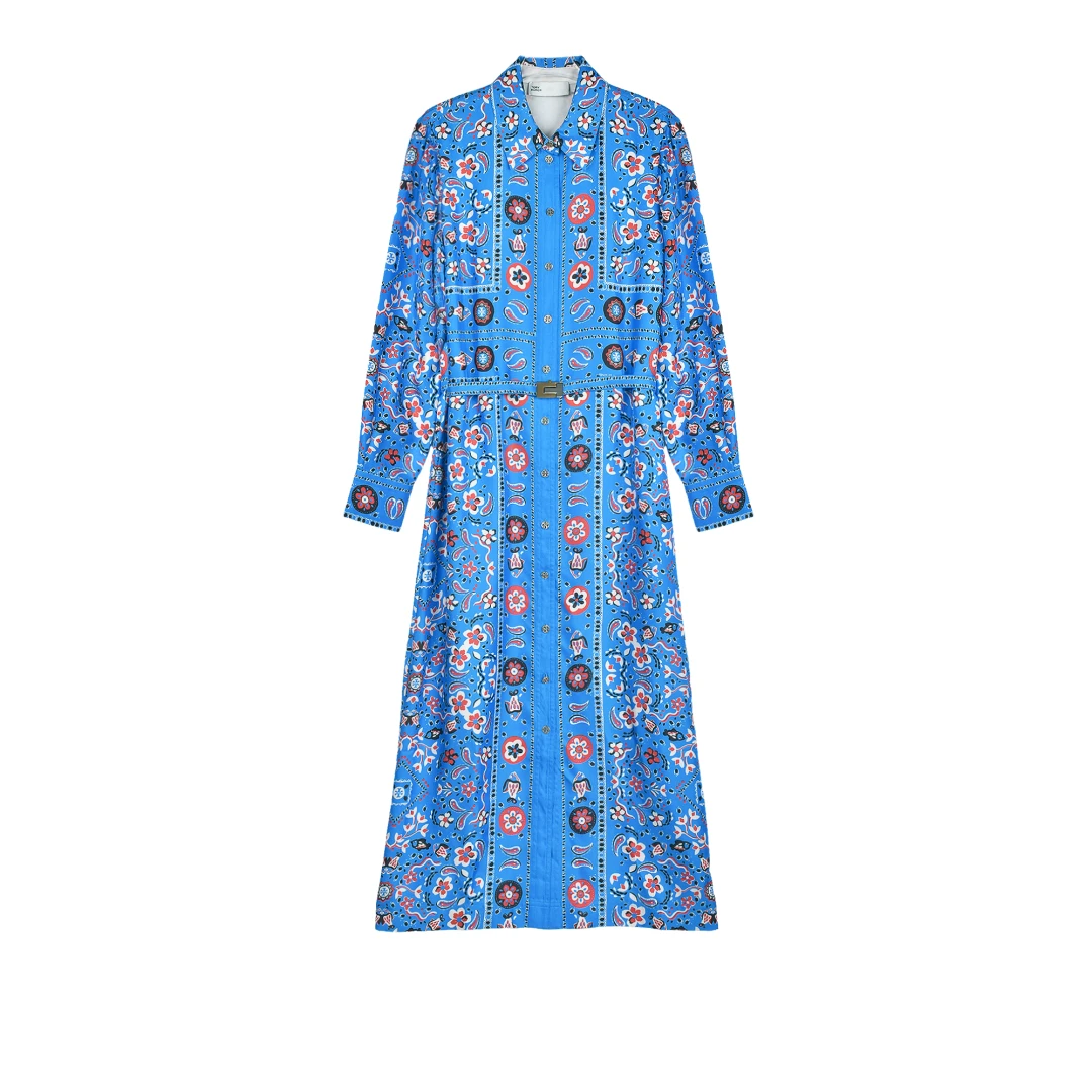 TORY BURCH Printed Silk Shirtdress With Belt