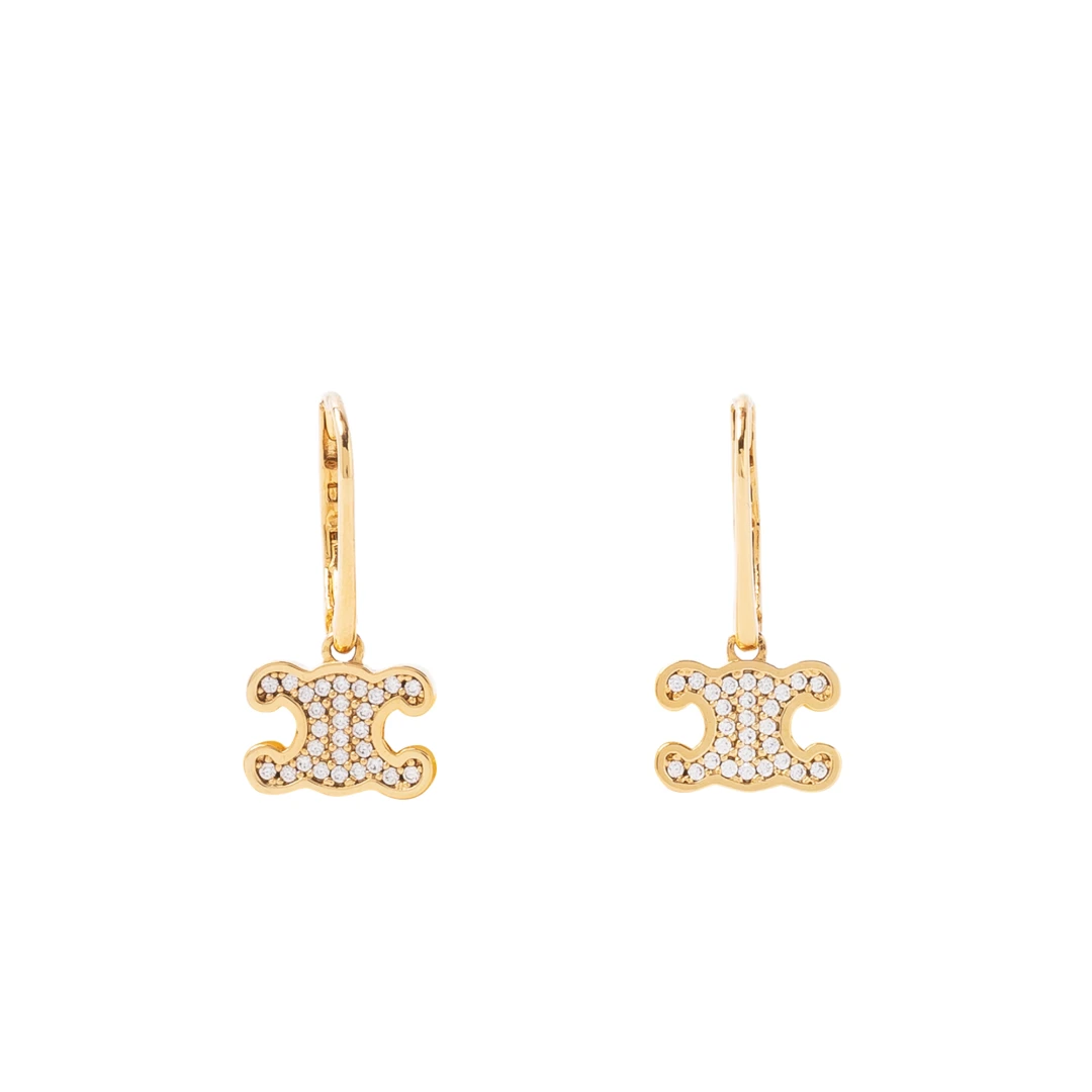 CELINE Triomphe Rhinestone And Crystals Earrings