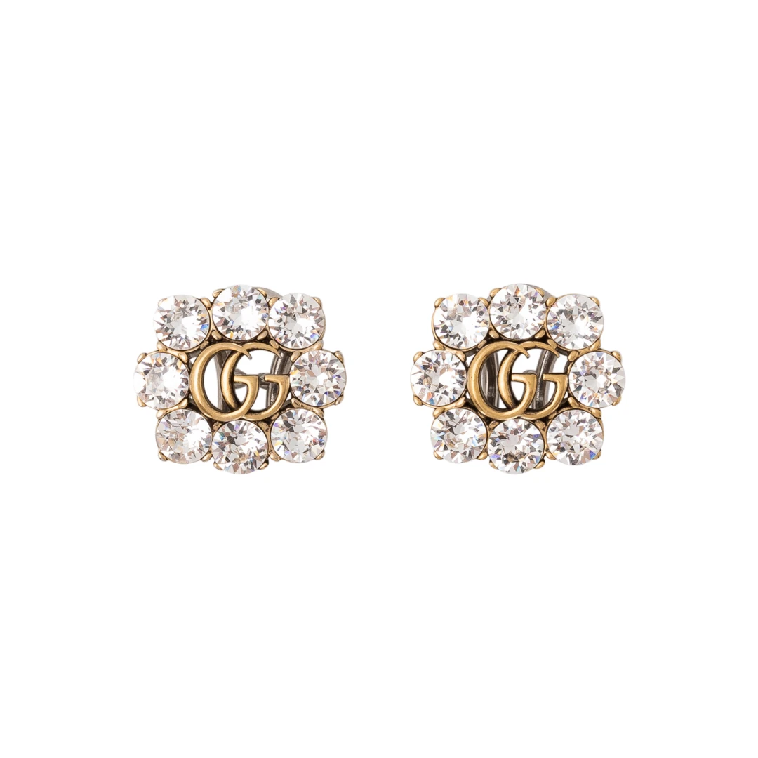 GUCCI Crystal Double G Earrings