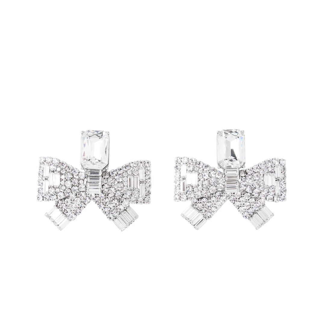 SELF-PORTRAIT Small Crystal Bow Earrings