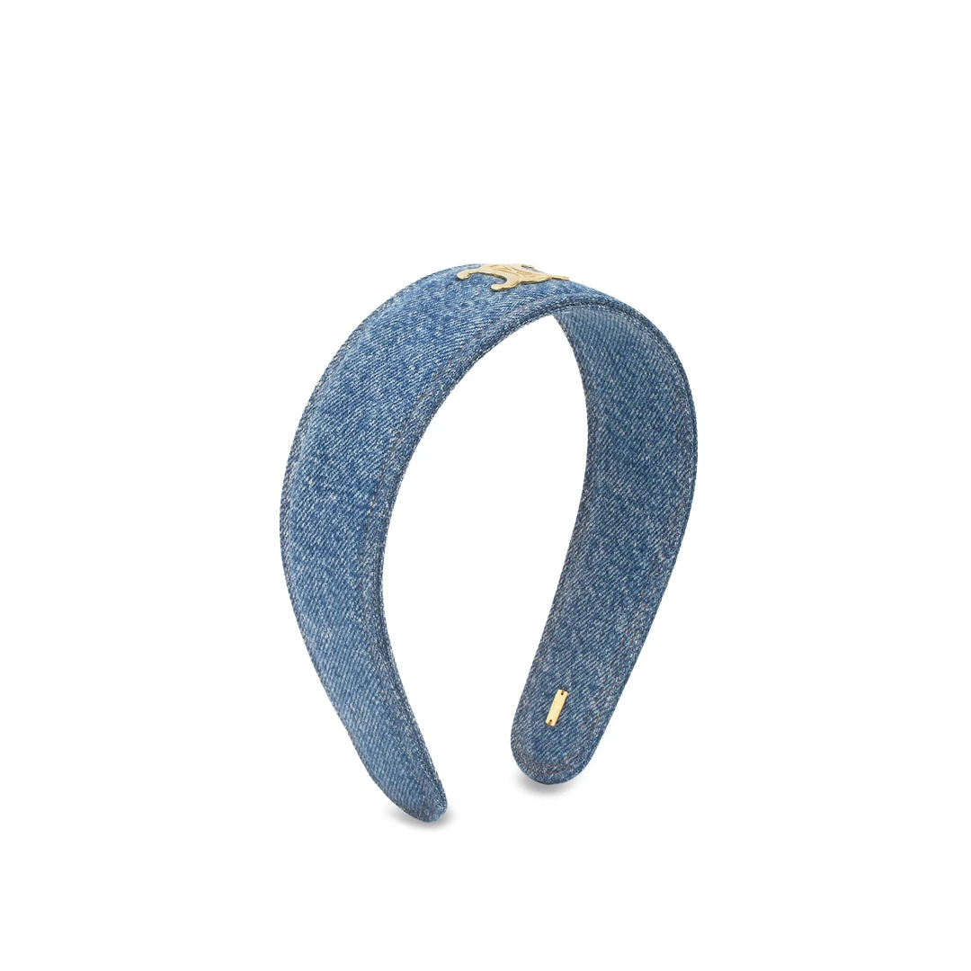 CELINE Triomphe Headband In Denim Canvas