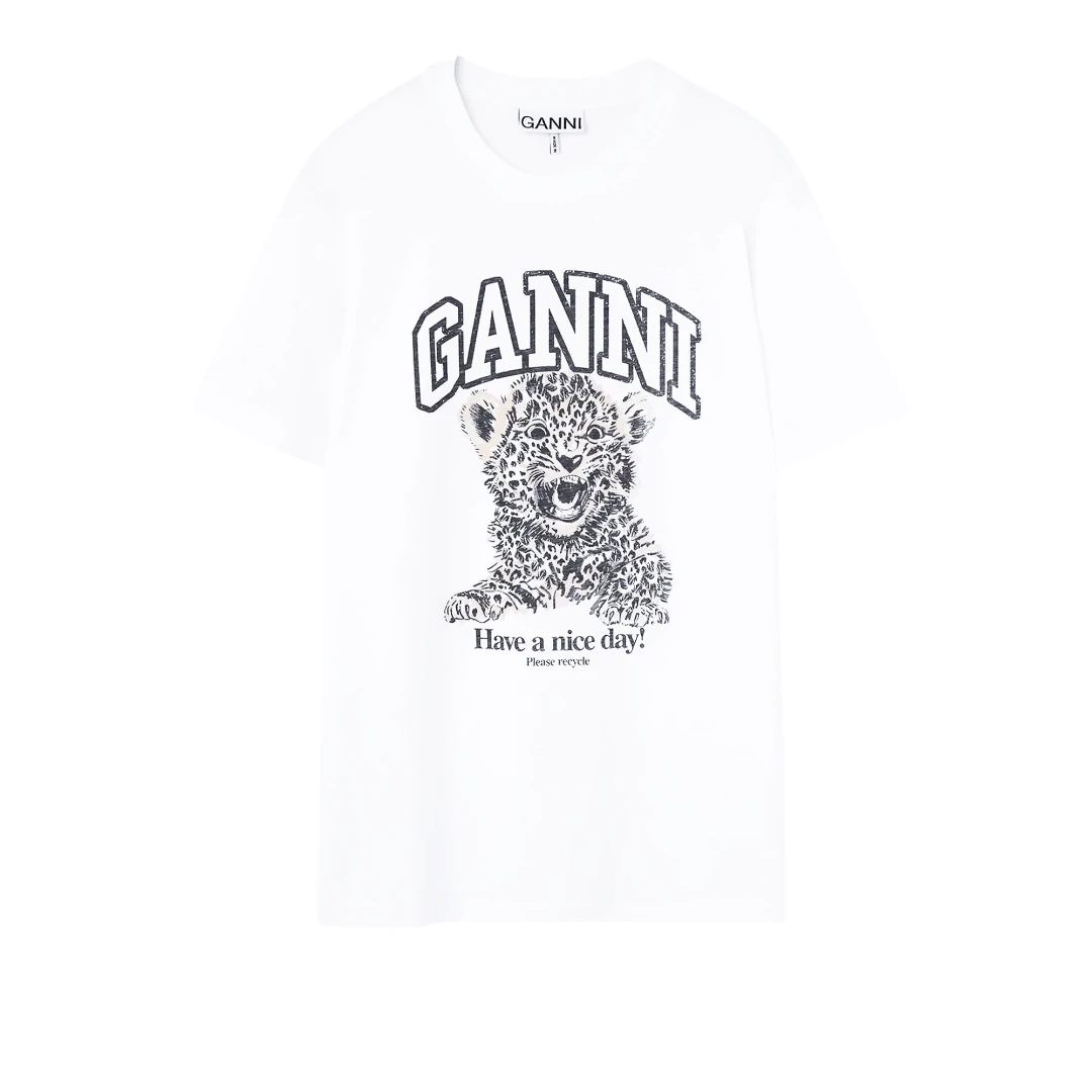GANNI Leopard Logo Tshirt Jersey