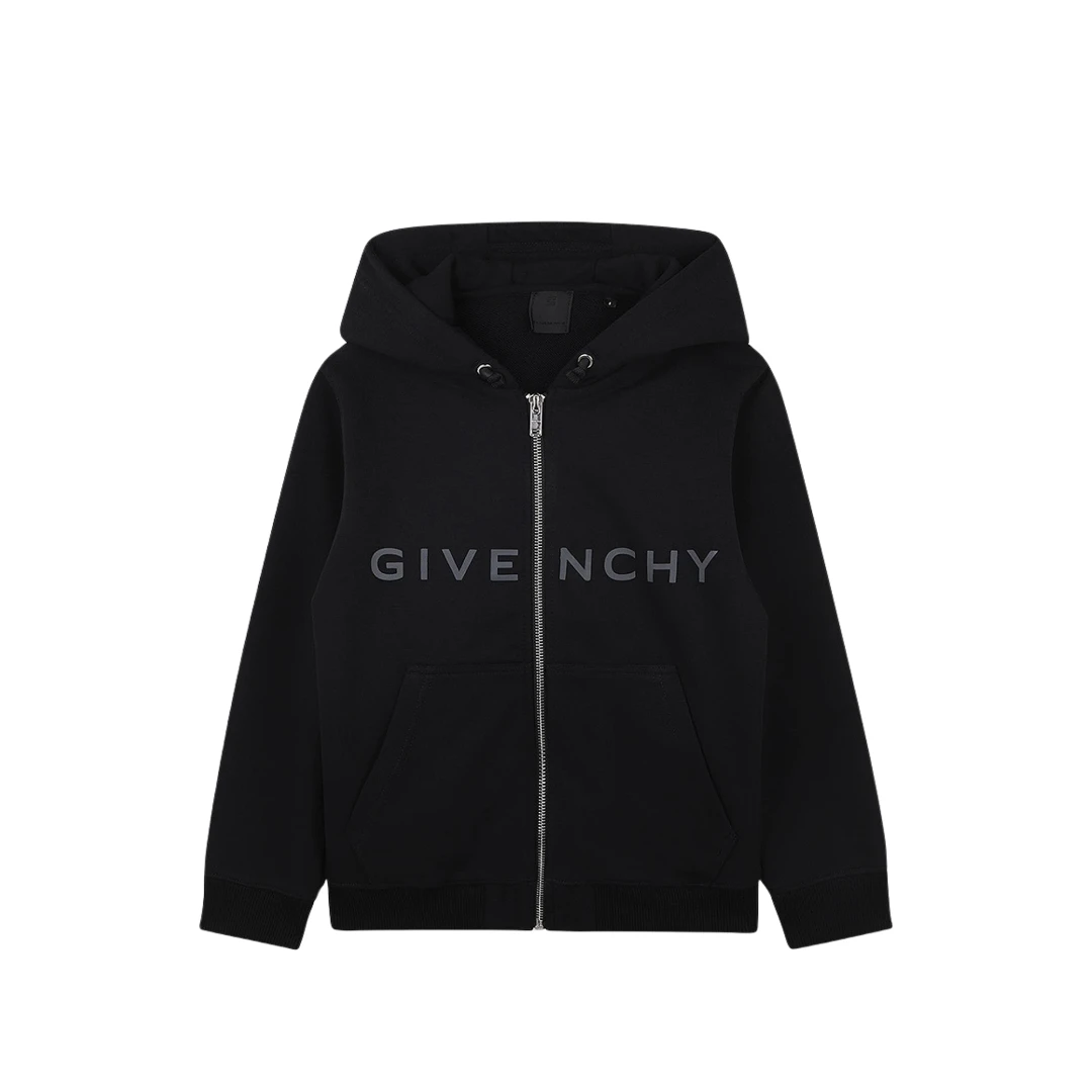 GIVENCHY Logo Print Zip Up Hoodie
